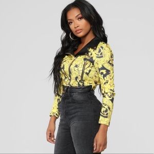 Baroque Print Fashionnova Crop Moto Jacket